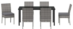 vidaXL Σέτ φαγητού για κήπο 7 pcs Γκρι Χάλυβας με επίστρωση πούδρας