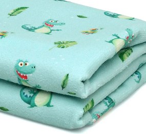 Παιδική Πετσέτα Θαλάσσης Microfiber (75x150) Kiokids Crocodile Μέντα 4357