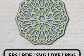 Σετ των 2 Intra απο ξύλο plywood 3mm-4mm πάχος 3D Layered Abstract Mandala Δίασταση 30x30 cm INTRAFABR-24589150