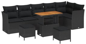 Σετ Καναπέ Κήπου 9 pcs Μαύρο συνθετικό ρατάν