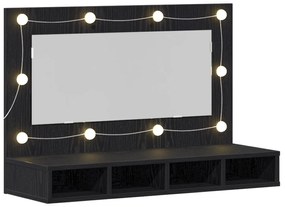 vidaXL Καθρέφτης Ντουλάπα LED σε Μαύρη Δρυς - 90x31.5x62 εκ.