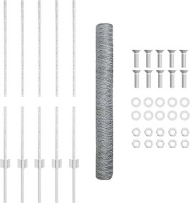 vidaXL Τεντώτο με στήριγμα Ασημί 1 x 10 m Ατσάλι