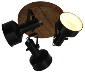 Πλαφονιέρα φωτιστικό FARCOM μαύρο με ξύλο HL-243S-3P Homelighting-77-3052-Μαύρο 77-3052