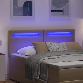 vidaXL LED κεφαλάρι Καπουτσίνο 144 cm Τεχνητό Δέρμα