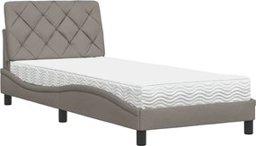 vidaXL Κρεβάτι με Στρώμα Taupe 90x200 εκ. Υφασμάτινο