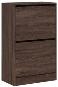 vidaXL Παπουτσοθήκη Καπνιστή Δρυς 60x34x96,5εκ. από Επεξεργασμένο Ξύλο