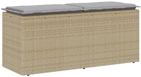 vidaXL Πάγκος κήπου με μαξιλάρι Μπεζ 110x40x44 cm Πολυ μπαστούνι