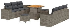 vidaXL Σετ Καναπέ Κήπου με μαξιλάρι 9 pcs Γκρι 80 x 80 x 71 cm