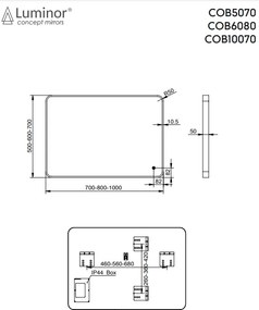 Luminor Cob Light 100x70 Black Matt - Καθρεφτης Μπανιου Φωτιζομενος Led