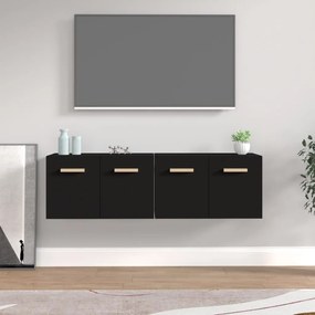 vidaXL Ντουλάπια Τοίχου 2 Τεμ. Μαύρα 60x36,5x35 εκ. Επεξεργασμένο Ξύλο