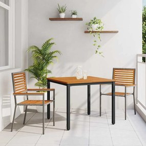 vidaXL Σέτ φαγητού για κήπο 3 pcs Γκρι 90 x 90 x 75 cm συνθετικό ρατάν