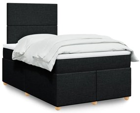 vidaXL Κρεβάτι Boxspring με Στρώμα Μαύρο 120x190 εκ. Υφασμάτινο
