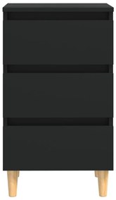 vidaXL Κομοδίνο Μαύρο 40 x 35 x 69 εκ. με Μασίφ Ξύλινα Πόδια