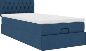 vidaXL Οθωμανικό κρεβάτι με στρώμα μπλε 90x200cm ύφασμα