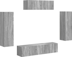 vidaXL Ντουλάπι TV 5 pcs Γκρίζο Σονομα