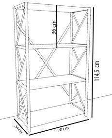 Βιβλιοθήκη IKE Μαύρο Μοριοσανίδα/Μέταλλο 70x34x114.5cm - 14870074