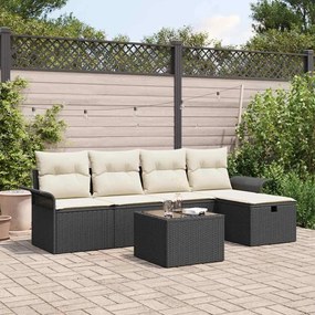 vidaXL Σετ Καναπέ Κήπου 6 pcs Μαύρο και κρεμ 251 x 117 x 85 εκ.