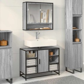 vidaXL Ντουλάπι Μπάνιου Νιπτήρα Γκρι Sonoma 80 x 33 x 60εκ. Επεξ. Ξύλο