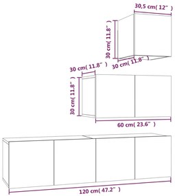 vidaXL Σετ Επίπλων Τηλεόρασης 4 Τεμ. Γκρι Sonoma Επεξεργασμένο Ξύλο