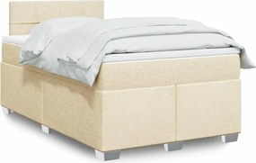 vidaXL Κρεβάτι Boxspring με Στρώμα Κρεμ 120x190 εκ. Υφασμάτινο