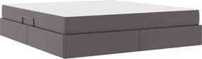 vidaXL Κρεβάτι με αποθηκευτικό χώρο και στρώμα 2 pcs Γκρι Δέρμα
