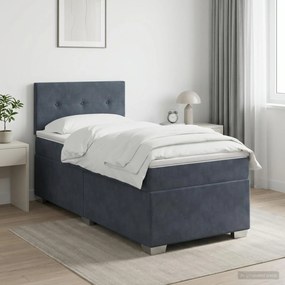 vidaXL Κρεβάτι box spring με στρώμα Σκούρο Γκρι 100 x 200 cm Βελούδο