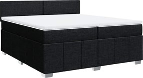vidaXL Κρεβάτι Boxspring με Στρώμα Μαύρο 200x200 εκ. Υφασμάτινο