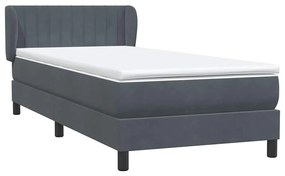 vidaXL Κρεβάτι Boxspring με Στρώμα Σκούρο Γκρι 80x220 εκ. Βελούδινο