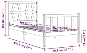 ΠΛΑΙΣΙΟ ΚΡΕΒΑΤΙΟΥ ΜΕ ΚΕΦΑΛΑΡΙ ΜΑΣΙΦ ΞΥΛΟ 2FT6 SMALL SINGLE 3192451