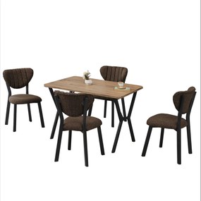 Extendable Dining Table &amp; Chairs Set (5 Pieces) Elma - Brown, Walnut Brown
Walnut