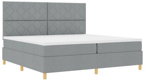 vidaXL Κρεβάτι με Στρώμα Ανοιχτό Γκρι 200x200 εκατοστά Ύφασμα