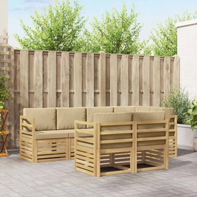 vidaXL Σειρά Καναπέ Εξωτερικού 7 pcs Λευκό και Μπεζ
