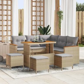 vidaXL Σετ Κήπου 9 Τεμαχίων με Μπεζ Πολυρέξ Μαξιλάρια Ακακίας