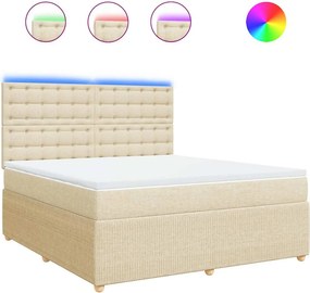 vidaXL Κρεβάτι Boxspring με Στρώμα Κρεμ 180x200 εκ. Υφασμάτινο