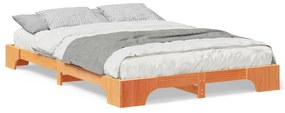 vidaXL Κρεβάτι δαπέδου με αποθήκευση Καφέ 140 x 210 εκ. ξύλο