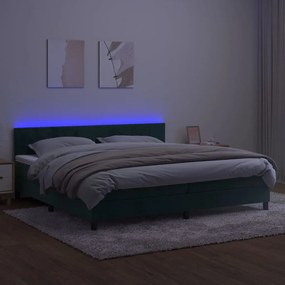 ΚΡΕΒΑΤΙ BOXSPRING ΜΕ ΣΤΡΩΜΑ &amp; LED ΣΚ. ΠΡΑΣΙΝΟ 200X200ΕΚ ΒΕΛΟΥΔΟ 3134426