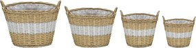 vidaXL Γλάστρες Υπερυψωμένες 4 τεμ. Wicker με Επένδυση Πολυαιθυλενίου