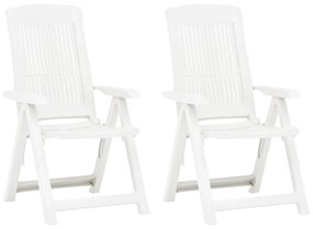 48766 vidaXL Καρέκλες Κήπου Ανακλινόμενες 2 τεμ. Λευκές Πλαστικές  Λευκό, 1 Τεμάχιο