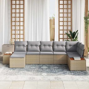 vidaXL Σετ Καναπέ Κήπου 8 pcs Μπέζ και Ανοιχτό Γκρι Πολυρατάν