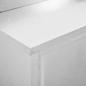 vidaXL Ερμάριο Πάγκος Συρόμενες Πόρτες 120x50x(95-97) εκ. Ανοξ. Ατσάλι