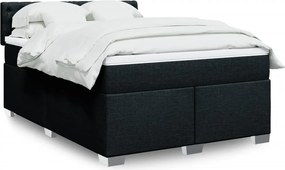 vidaXL Κρεβάτι Boxspring με Στρώμα Μαύρο 140x190 εκ. Υφασμάτινο