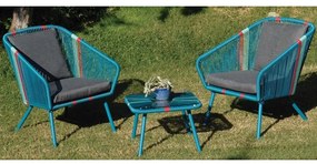 Σετ Σαλόνι 154517 63,2x70x77,5/48x48x37.8cm Blue 2 Θέσεων