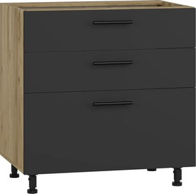 VENTO DS3-80/82 lower cabinet with drawers, color: craft oak/antracite DIOMMI V-UA-VENTO-D3S_H-80/82-ANTRACYT DIOMMI-60-22801