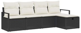 vidaXL Σετ Καναπέ Κήπου με μαξιλάρι 5 pcs Μαύρο Πολυ ράταν