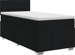 vidaXL Κρεβάτι box spring με στρώμα Μαύρο 90 x 200 cm Ύφασμα