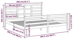 vidaXL Πλαίσιο Κρεβατιού Λευκό 200 x 200 εκ. από Μασίφ Ξύλο