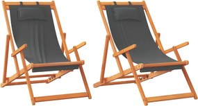 vidaXL Πτυσσόμενες Καρέκλες 2 τεμ. Γκρι Ύφασμα