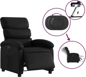 vidaXL Πολυθρόνα Ανακλινόμενη Ηλεκτρική Μαύρη από Συνθετικό Δέρμα
