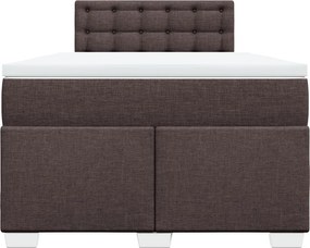 vidaXL Κρεβάτι Boxspring με Στρώμα Σκούρο Καφέ 120x190 εκ Υφασμάτινο