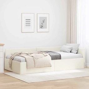 vidaXL Κρεβάτι Γωνίας Κρεμ 90 x 200 cm Βελούδο και Εργοστασιακό ξύλο